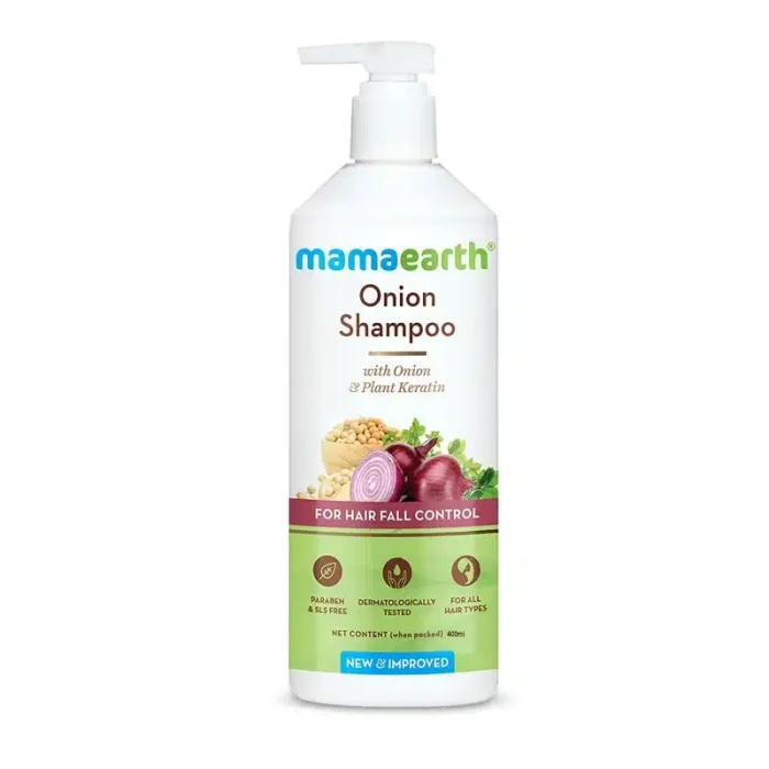 Mamaearth onion shampoo for hair growth & hair fall control with onion oil & plant keratin (250ml)